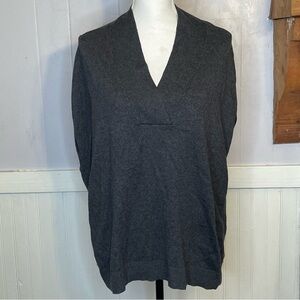 LOFT Womens Gray Oversized Short Sleeve V-Neckline Sweater XS
